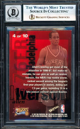 Allen Iverson Autographed 1997-98 Hoops Dish N Swish Card #DS4 Philadelphia 76ers Auto Grade Gem Mint 10 Beckett BAS Witness #17003502