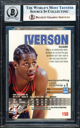 Allen Iverson Autographed 1997-98 Z-Force Card #150 Philadelphia 76ers Auto Grade Gem Mint 10 Beckett BAS Witness #17003405