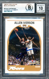 Allen Iverson Autographed 1999-00 Hoops Decade Card #62 Philadelphia 76ers Auto Grade Gem Mint 10 Beckett BAS Witness #17003709