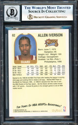 Allen Iverson Autographed 1999-00 Hoops Decade Card #62 Philadelphia 76ers Auto Grade Gem Mint 10 Beckett BAS Witness #17003709