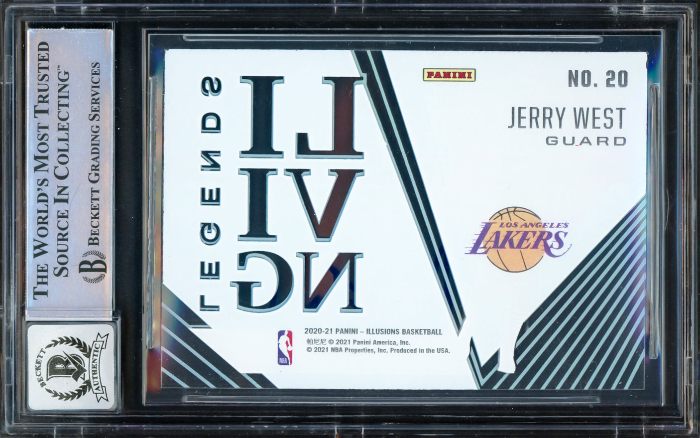 Jerry West Autographed 2020-21 Panini Illusions Living Legends Sapphire Card #20 Los Angeles Lakers Auto Grade Gem Mint 10 Beckett BAS #16622158