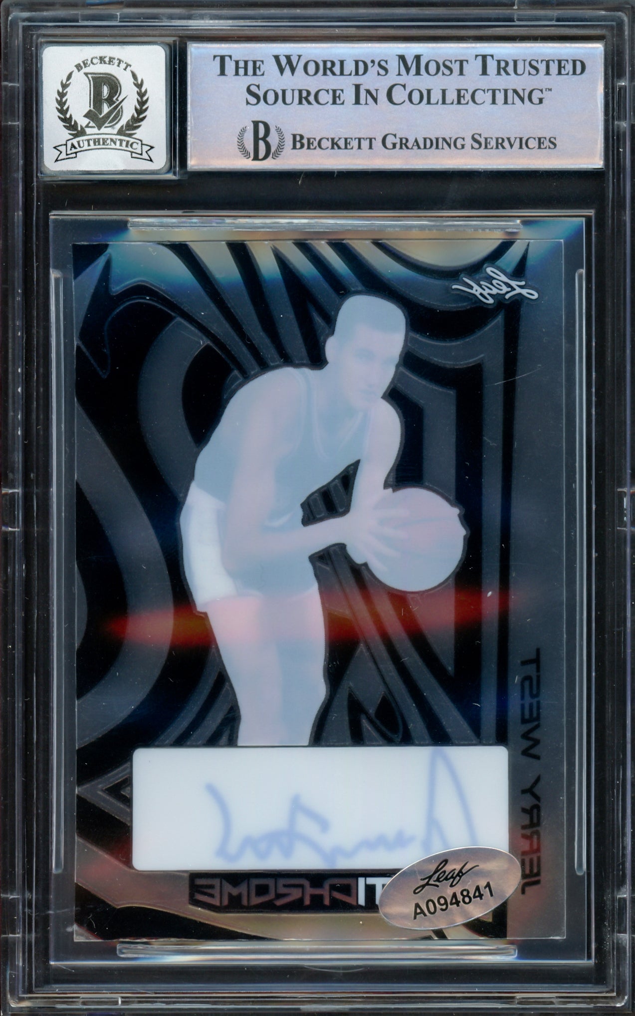 Jerry West Autographed 2022-23 Leaf Optichrome Black Card #BAJW3 Los Angeles Lakers Auto Grade Gem Mint 10 Beckett BAS #16622139