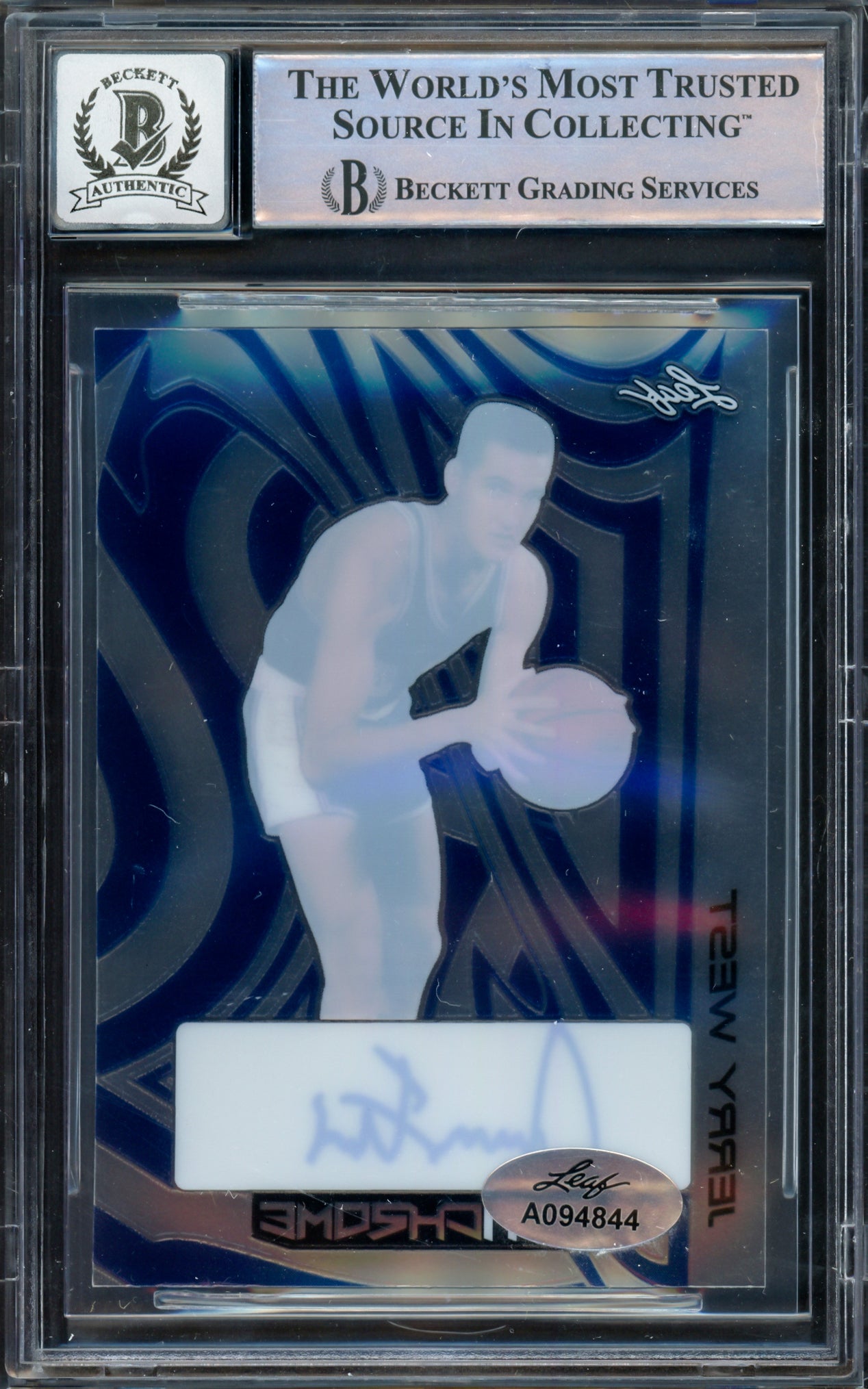 Jerry West Autographed 2022-23 Leaf Optichrome Blue Card #BAJW3 Los Angeles Lakers Auto Grade Gem Mint 10 Beckett BAS #16622141
