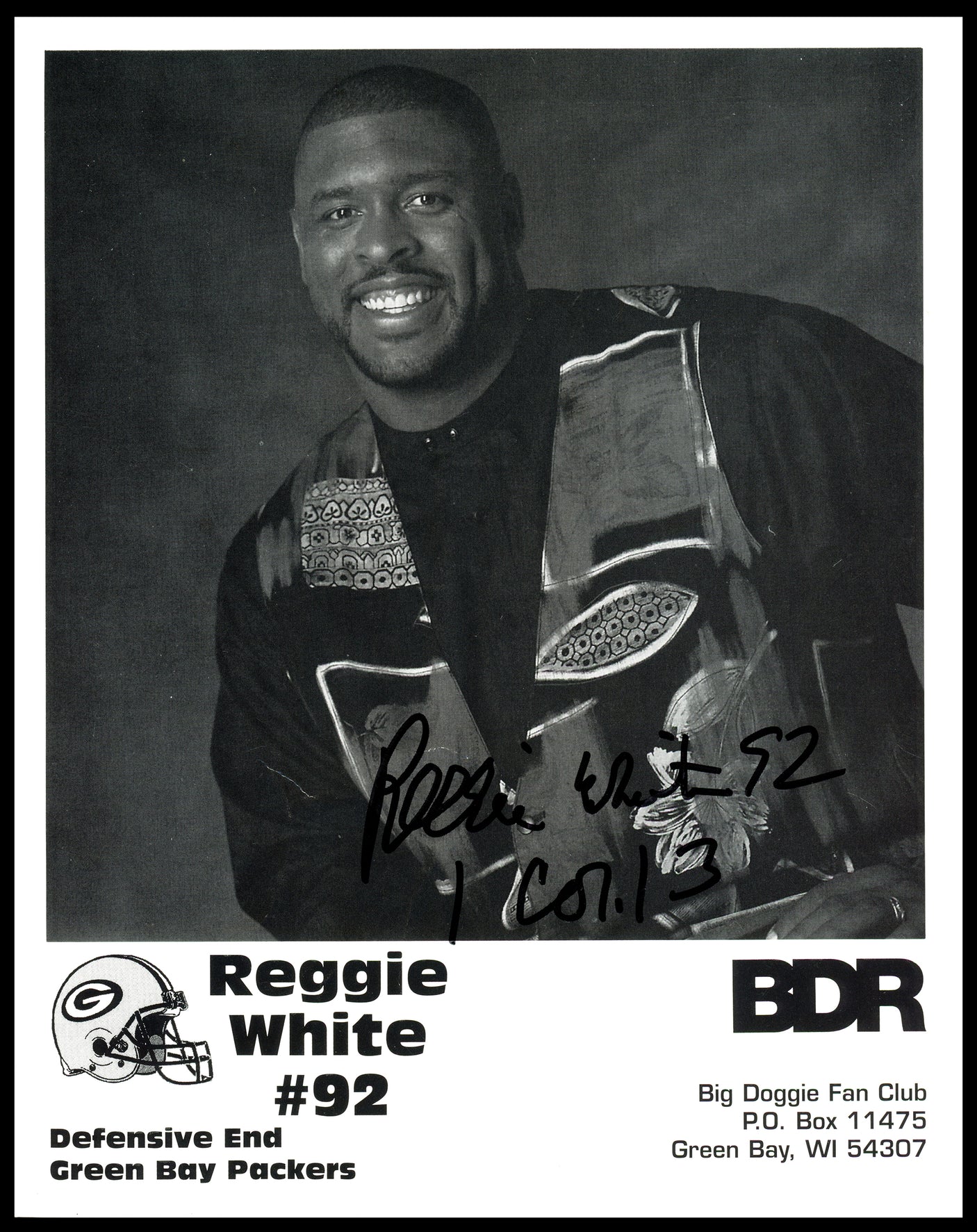 Reggie White Autographed 8x10 Photo Green Bay Packers Beckett BAS QR #AE55925