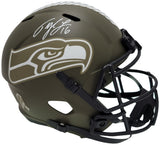 Tyler Lockett Autographed Seattle Seahawks Army Green Salute To Service Full Size Replica Speed Helmet MCS Holo Stock #209184