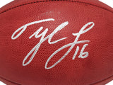 Tyler Lockett Autographed Official NFL Leather Colored Shield Football Seattle Seahawks MCS Holo Stock #209206