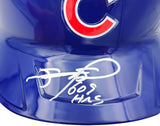 Sammy Sosa Autographed Chicago Cubs Blue Full Size Mach Pro Replica Helmet "609 HR" Beckett BAS Witness Stock #235465