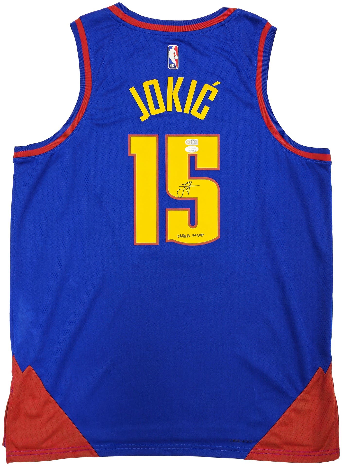 Denver Nuggets Nikola Jokic Autographed Blue Nike Statement Edition Jersey Size 52 "NBA MVP" JSA Stock #235475