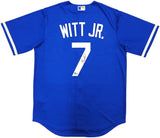 Kansas City Royals Bobby Witt Jr. Autographed Blue Nike Jersey Size M Beckett BAS Witness Stock #235593