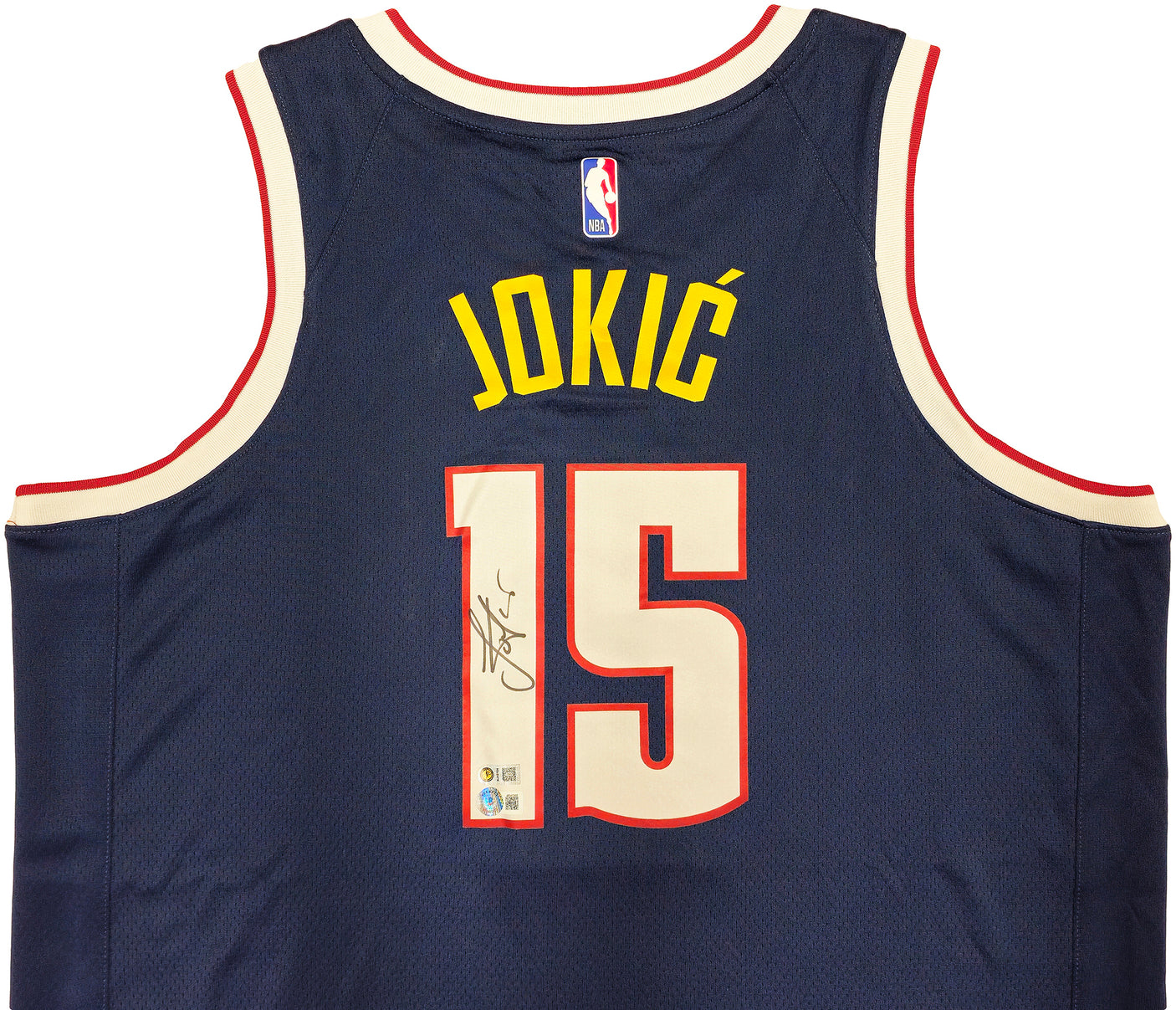 Denver Nuggets Nikola Jokic Autographed Navy Blue Nike ICON Edition Jersey Size 52 Beckett BAS Witness Stock #235476