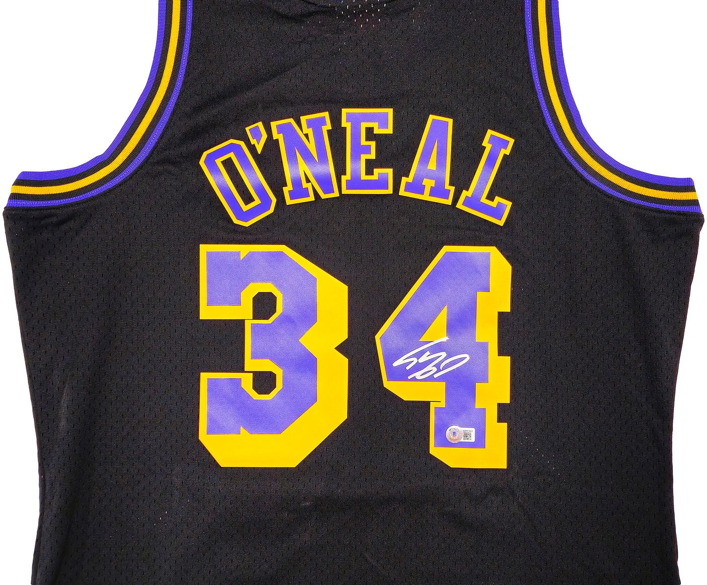 Los Angeles Lakers Shaquille Shaq O'Neal Autographed Black Authentic Mitchell & Ness 1996-97 HWC Swingman Jersey Size XL Beckett BAS Witness Stock #235511