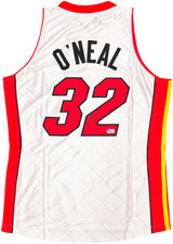 Miami Heat Shaquille Shaq O'Neal Autographed Silver Authentic Mitchell & Ness 2005-06 HWC Swingman NBA 75th Anniversary Platinum Jersey Size L Beckett BAS Witness Stock #235524