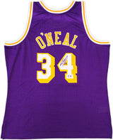 Los Angeles Lakers Shaquille Shaq O'Neal Autographed Purple Authentic Mitchell & Ness 1996-97 HWC Swingman Jersey Size XL Beckett BAS Witness Stock #235514