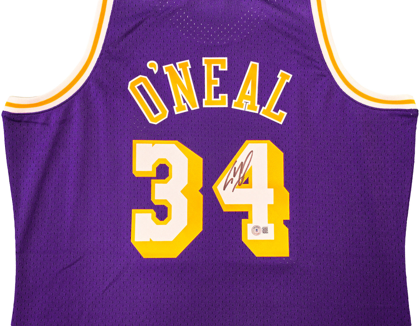 Los Angeles Lakers Shaquille Shaq O'Neal Autographed Purple Authentic Mitchell & Ness 1996-97 HWC Swingman Jersey Size XL Beckett BAS Witness Stock #235514