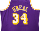 Los Angeles Lakers Shaquille Shaq O'Neal Autographed Purple Authentic Mitchell & Ness 1996-97 HWC Swingman Jersey Size XL Beckett BAS Witness Stock #235514