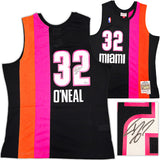 Miami Heat Shaquille Shaq O'Neal Autographed Black Authentic Mitchell & Ness 2005-06 HWC Swingman Jersey Size L Beckett BAS Witness Stock #235523
