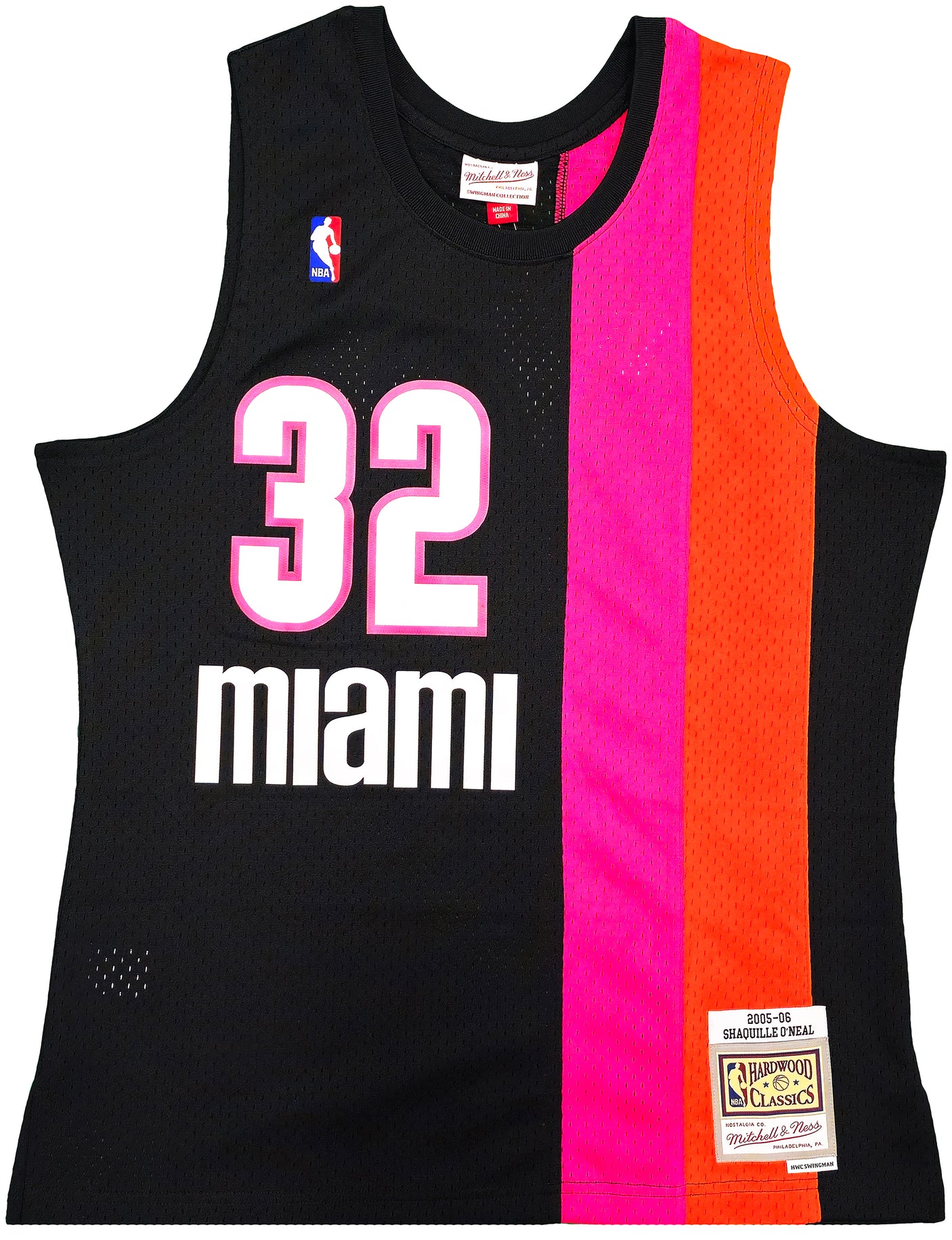 Miami Heat Shaquille Shaq O'Neal Autographed Black Authentic Mitchell & Ness 2005-06 HWC Swingman Jersey Size L Beckett BAS Witness Stock #235523