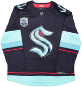 Seattle Kraken Riley Sheahan Autographed Blue Fanatics Breakaway Jersey Size XL With Inaugural Season Patch Fanatics Holo Stock #235590