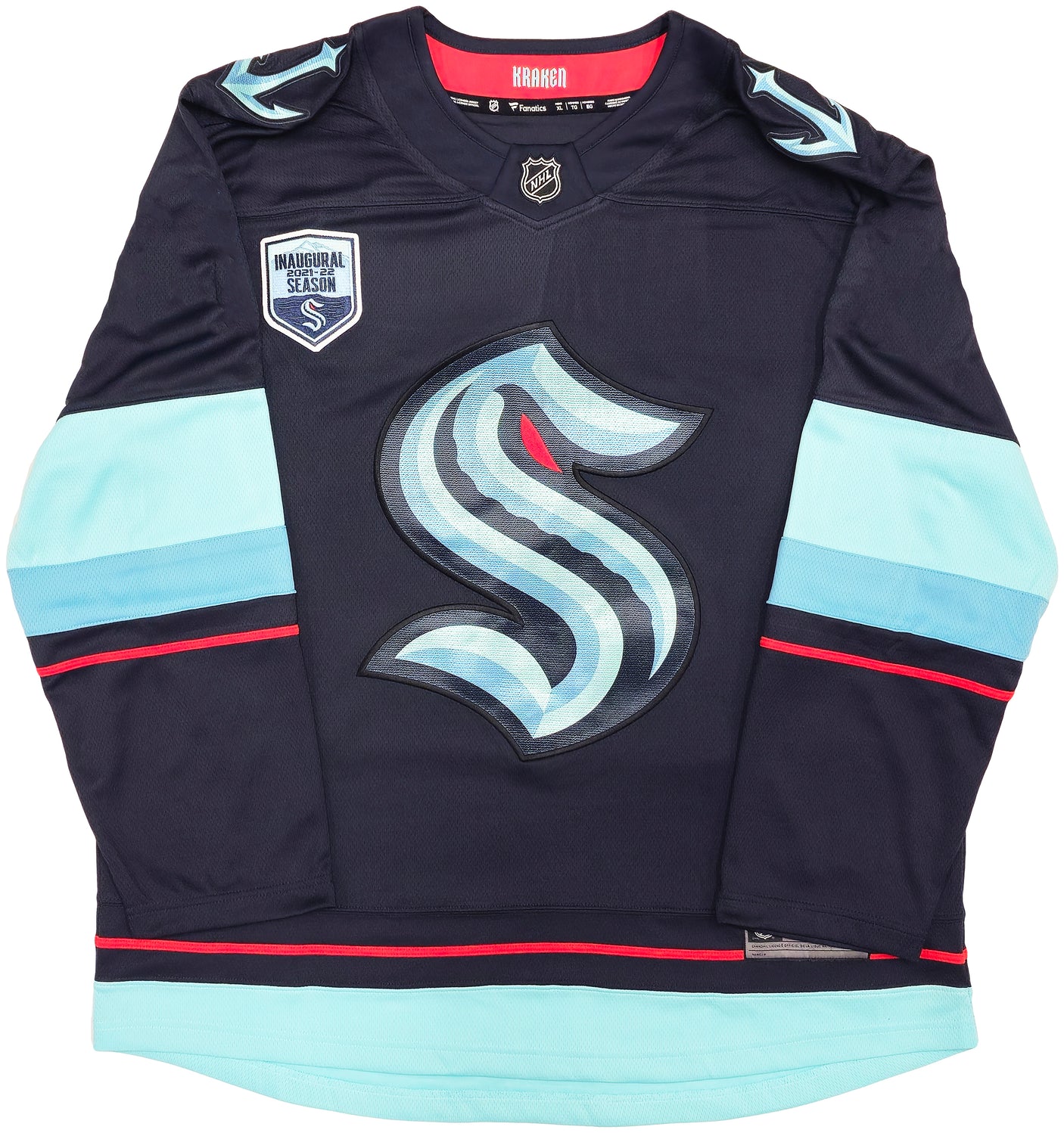 Seattle Kraken Riley Sheahan Autographed Blue Fanatics Breakaway Jersey Size XL With Inaugural Season Patch Fanatics Holo Stock #235590