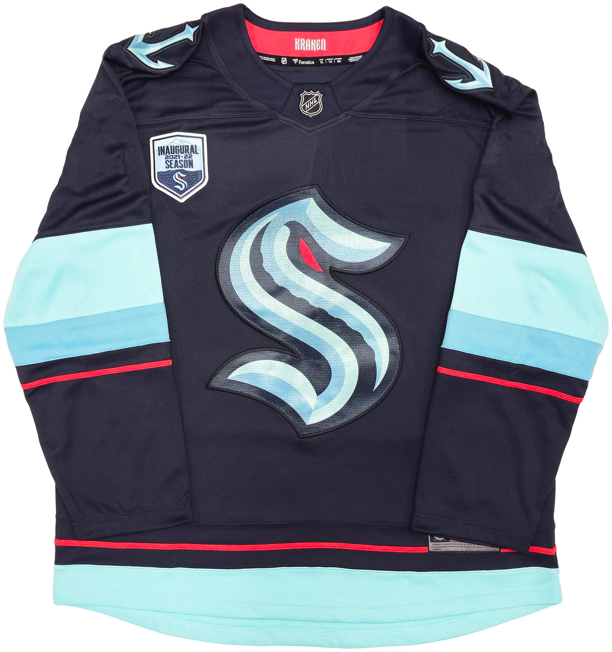 Seattle Kraken Nathan Bastian Autographed Blue Fanatics Breakaway Jersey Size XL With Inaugural Season Patch Fanatics Holo Stock #235579