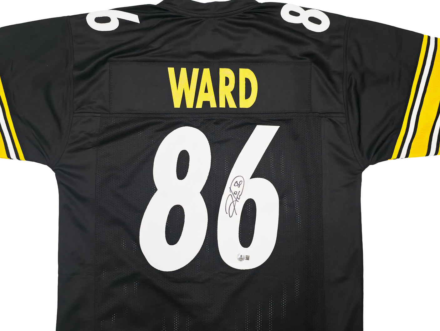 Pittsburgh Steelers Hines Ward Autographed Black Jersey Beckett BAS Witness Stock #253381