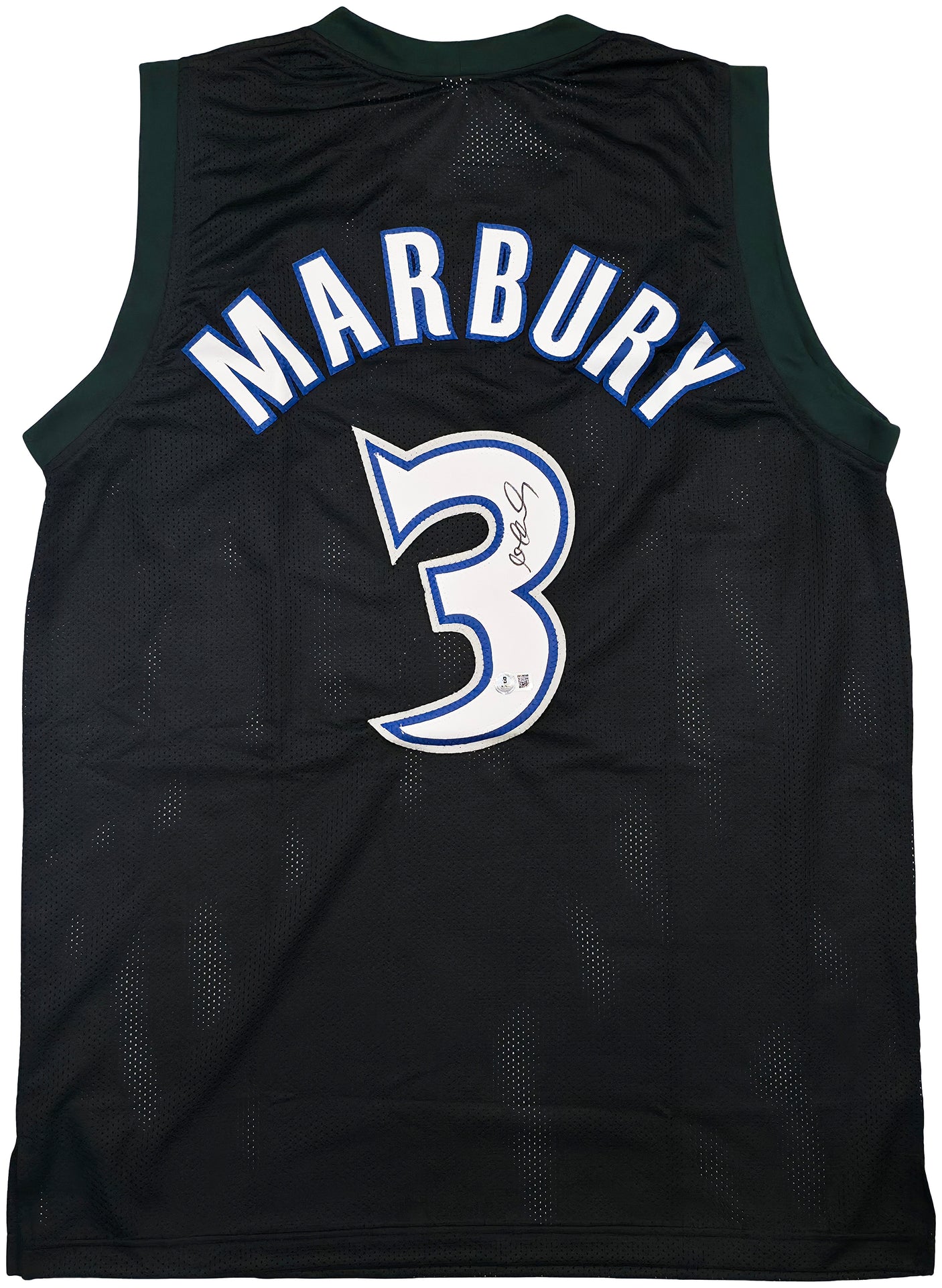 Minnesota Timberwolves Stephon Marbury Autographed Black Jersey Beckett BAS Witness Stock #253386