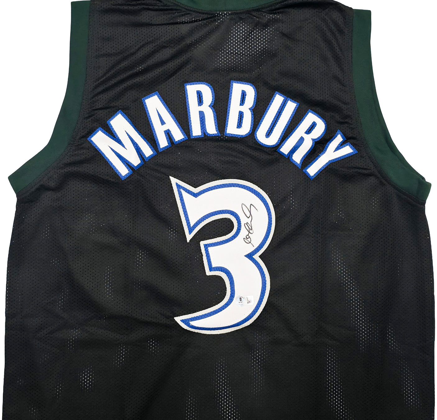 Minnesota Timberwolves Stephon Marbury Autographed Black Jersey Beckett BAS Witness Stock #253386