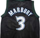 Minnesota Timberwolves Stephon Marbury Autographed Black Jersey Beckett BAS Witness Stock #253386