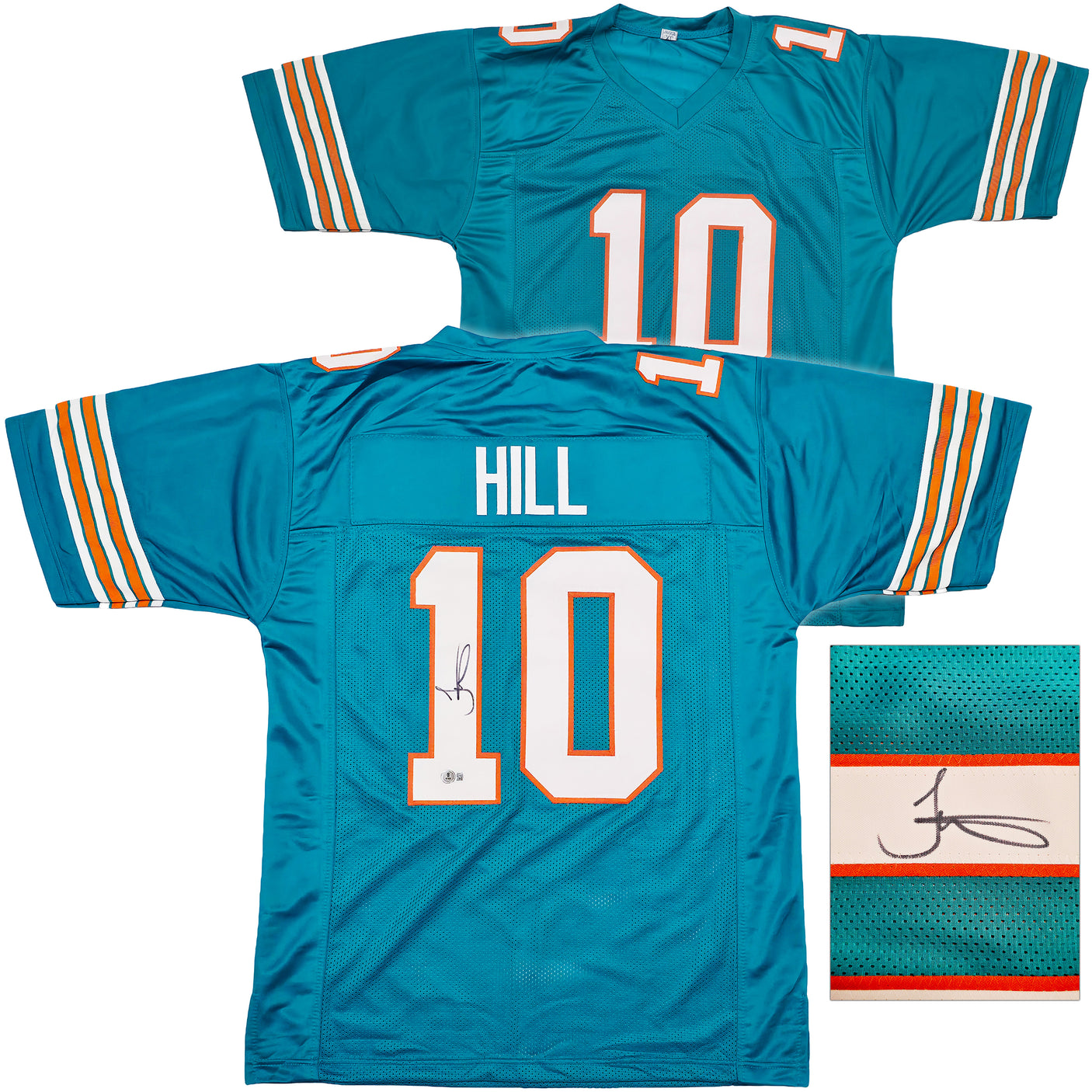 Miami Dolphins Tyreek Hill Autographed Teal Jersey Beckett BAS Witness Stock #253389