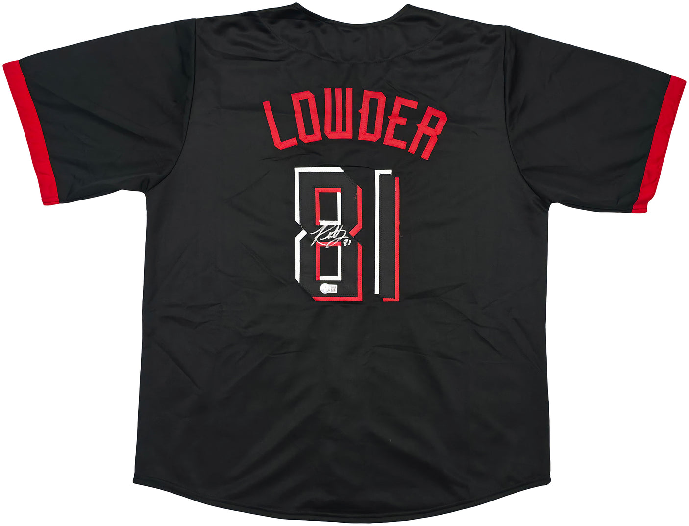 Cincinnati Reds Rhett Lowder Autographed Black Jersey Beckett BAS Witness Stock #253289
