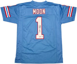 Houston Oilers Warren Moon Autographed Blue Jersey "HOF 06" Beckett BAS QR Stock #253321