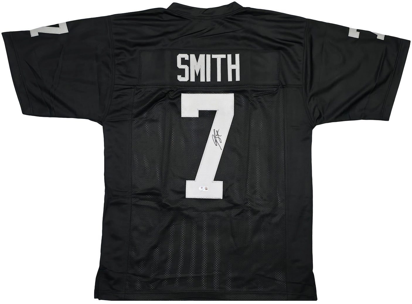 Las Vegas Raiders Geno Smith Autographed Black Jersey Beckett BAS Witness Stock #253486