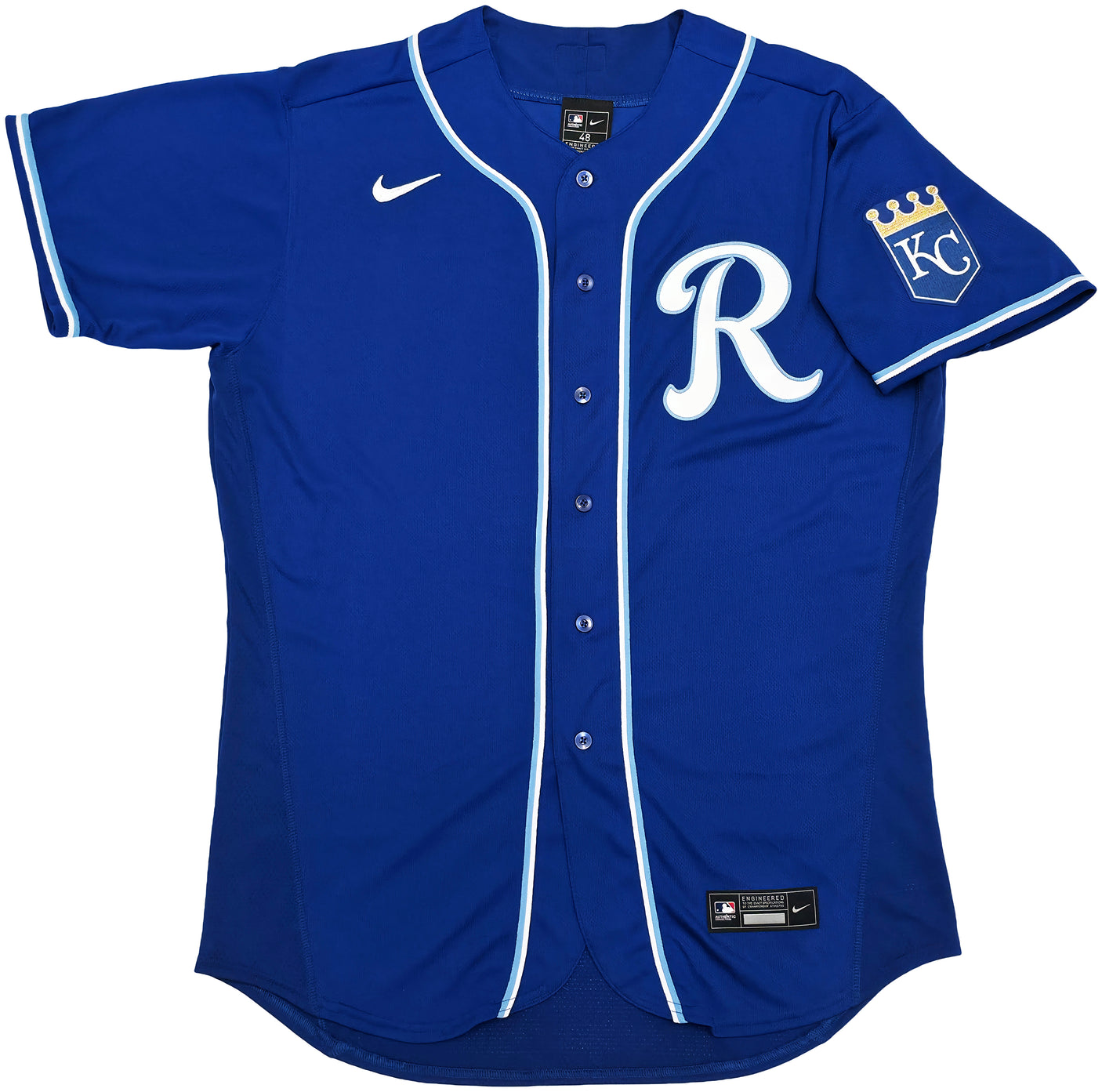 Kansas City Royals Salvador Perez Autographed Blue Nike Authentic Collection Jersey Size 48 Beckett BAS Witness Stock #253492