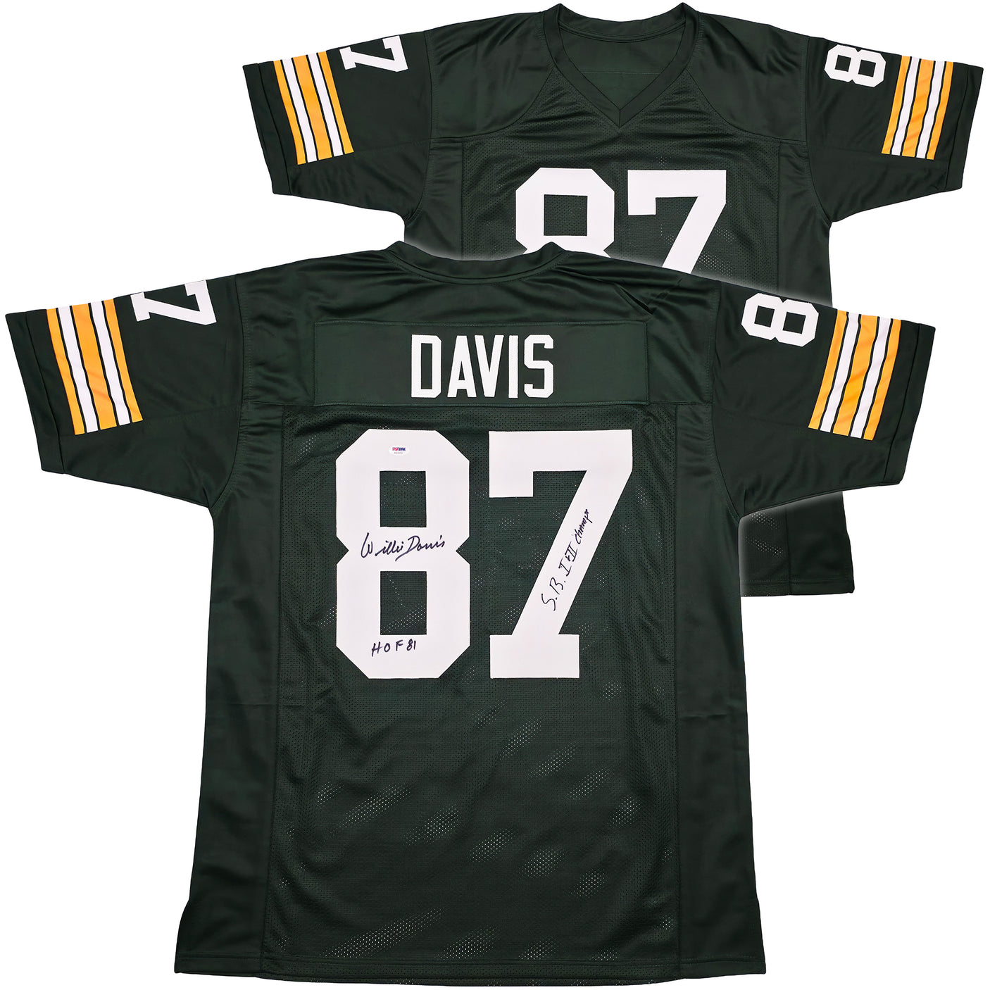 Green Bay Packers Willie Davis Autographed Green Jersey "HOF 81, SB I & II Champs" PSA/DNA Stock #253494