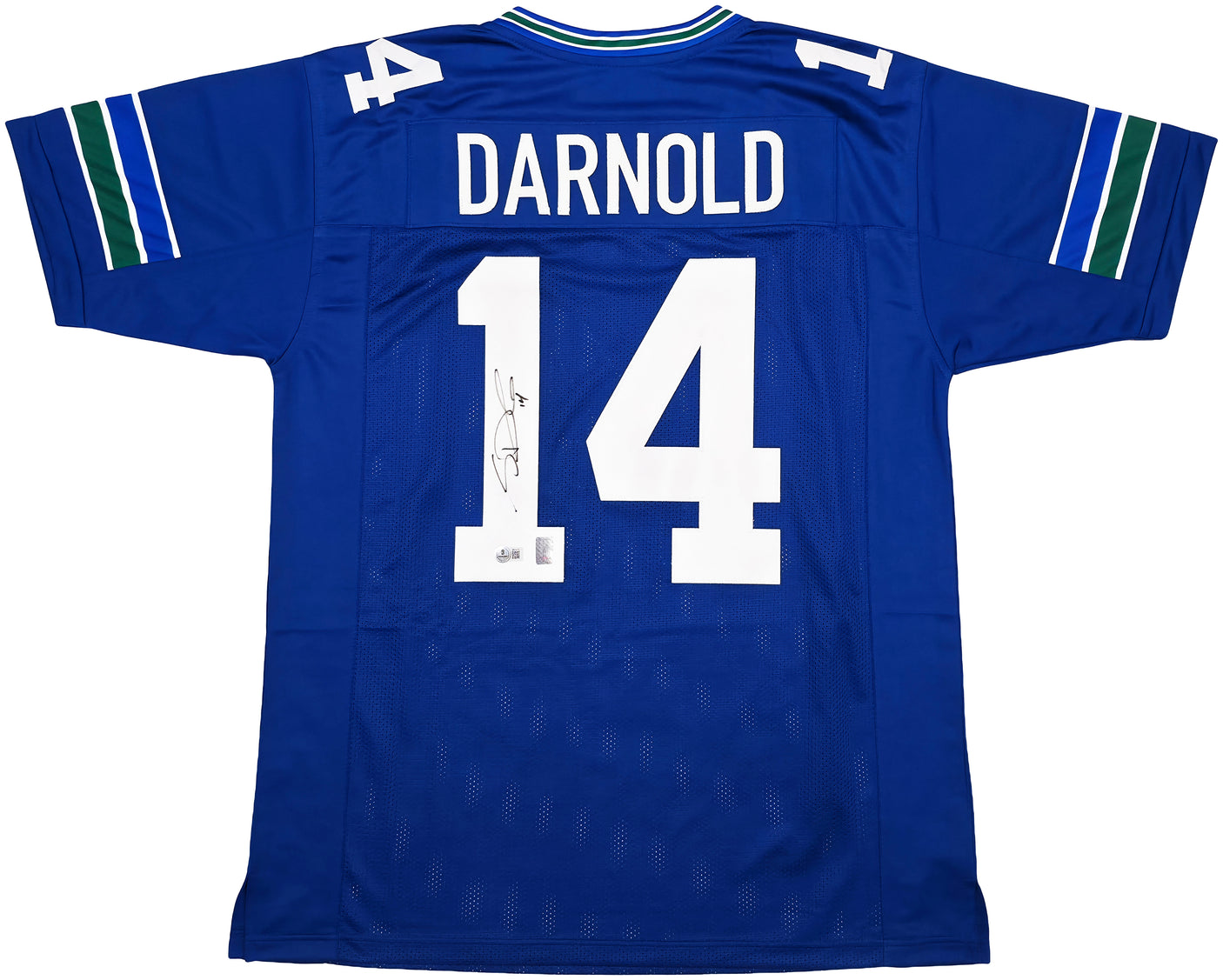 Seattle Seahawks Sam Darnold Autographed Throwback Blue Jersey Beckett BAS QR Stock #253403