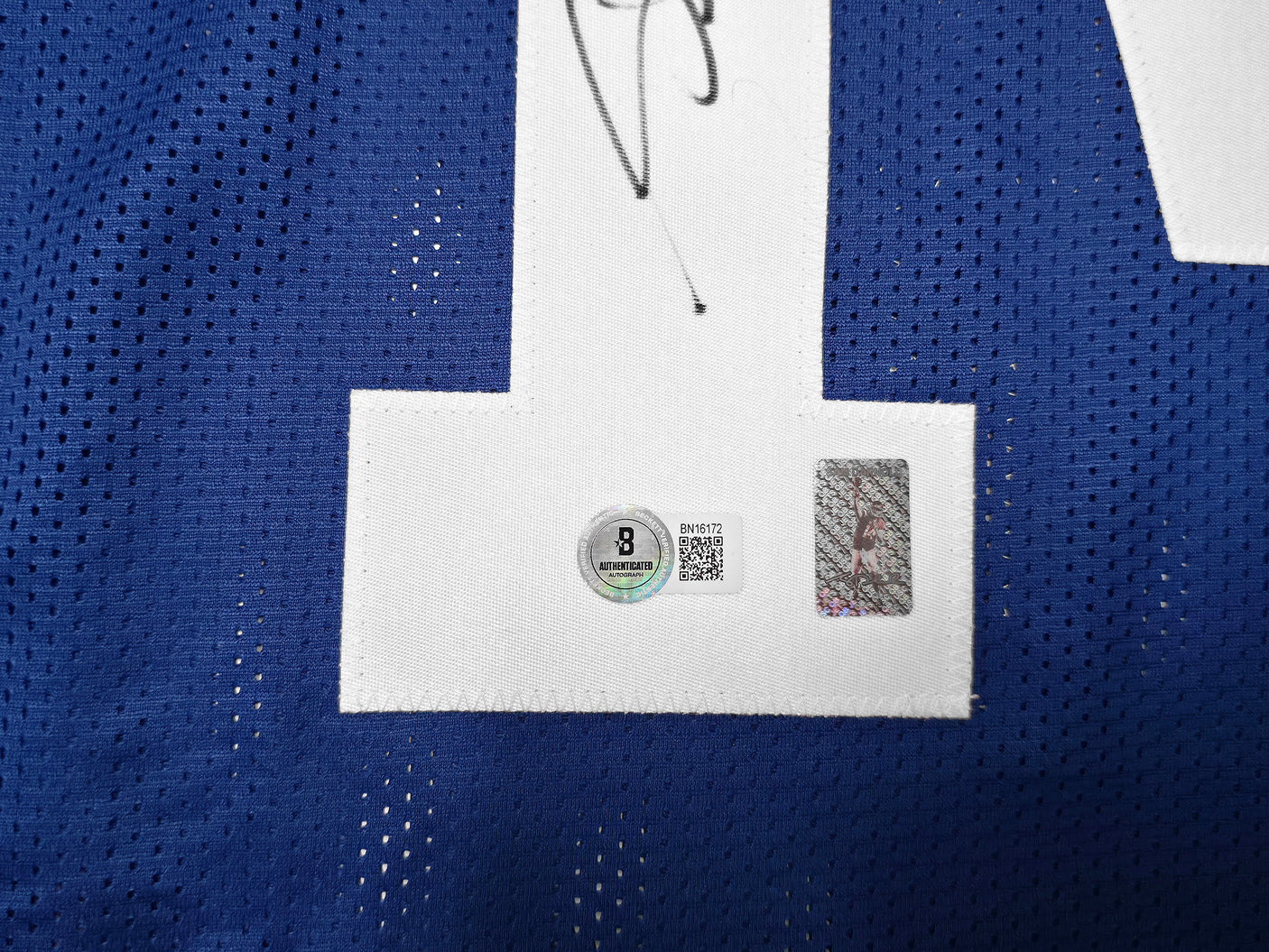 Seattle Seahawks Sam Darnold Autographed Throwback Blue Jersey Beckett BAS QR Stock #253403