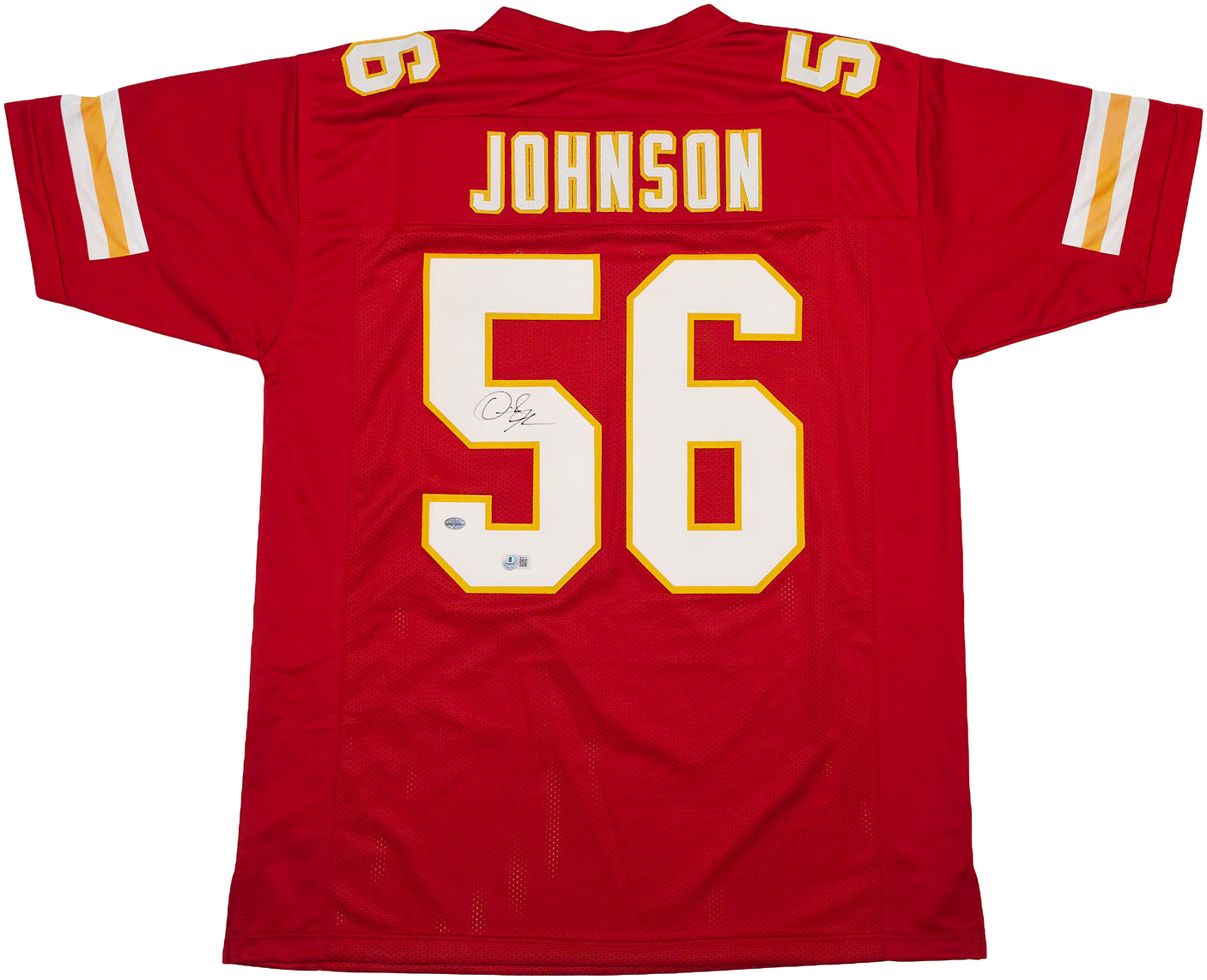 Kansas City Chiefs Derrick Johnson Autographed Red Jersey Beckett BAS QR Stock #253405