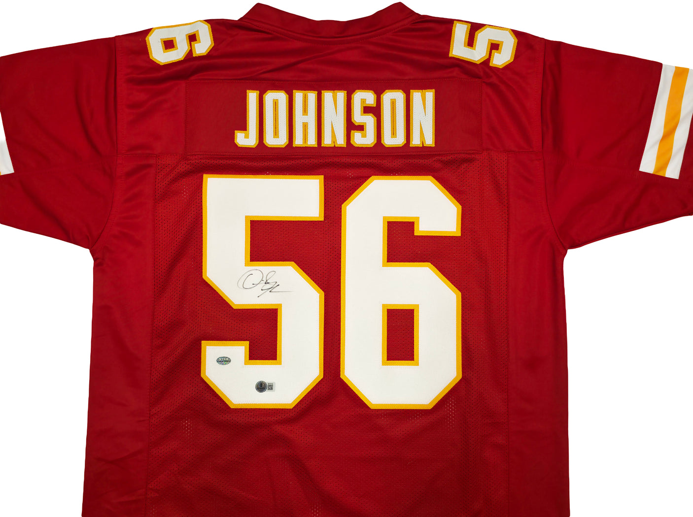 Kansas City Chiefs Derrick Johnson Autographed Red Jersey Beckett BAS QR Stock #253405