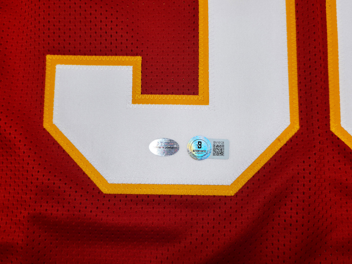 Kansas City Chiefs Derrick Johnson Autographed Red Jersey "All Pro LB" Beckett BAS QR Stock #253404