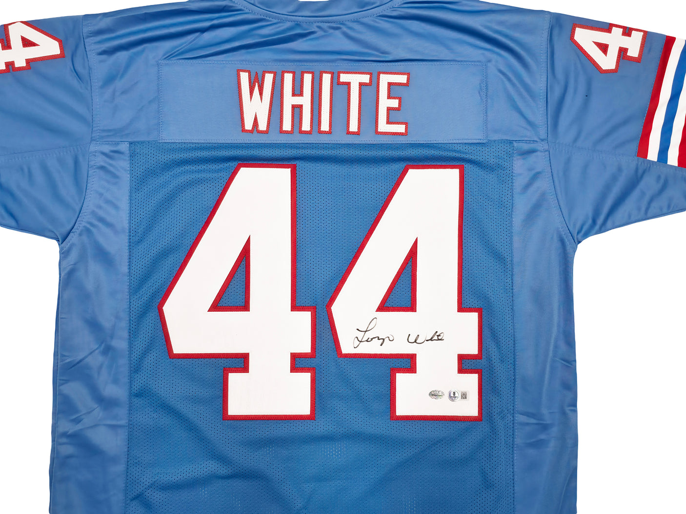 Houston Oilers Lorenzo White Autographed Blue Jersey Beckett BAS QR Stock #253495