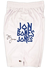 Jon Bones Jones Autographed White MMA Trunks Beckett BAS Witness Stock #253322