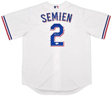 Texas Rangers Marcus Semien Autographed White Nike Jersey Size L Beckett BAS Witness Stock #252430