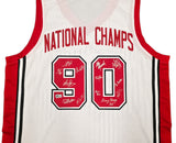 UNLV Runnin Rebels 1990 NCAA Champions Autographed White Jersey With 13 Signatures Including Larry Johnson Beckett BAS Witness Stock #252796