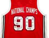 UNLV Runnin Rebels 1990 NCAA Champions Autographed Red Jersey With 13 Signatures Including Larry Johnson Beckett BAS Witness Stock #252797