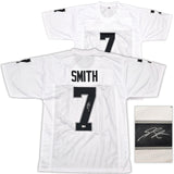 Las Vegas Raiders Geno Smith Autographed White Jersey Beckett BAS Witness Stock #253487