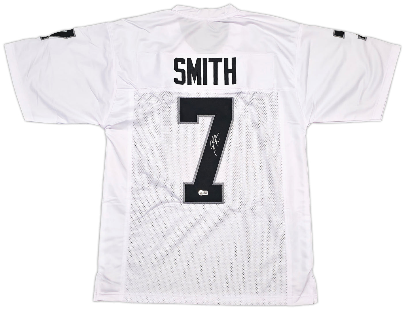 Las Vegas Raiders Geno Smith Autographed White Jersey Beckett BAS Witness Stock #253487