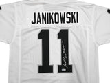 Oakland Raiders Sebastian Janikowski Autographed White Jersey Beckett BAS QR Stock #253390