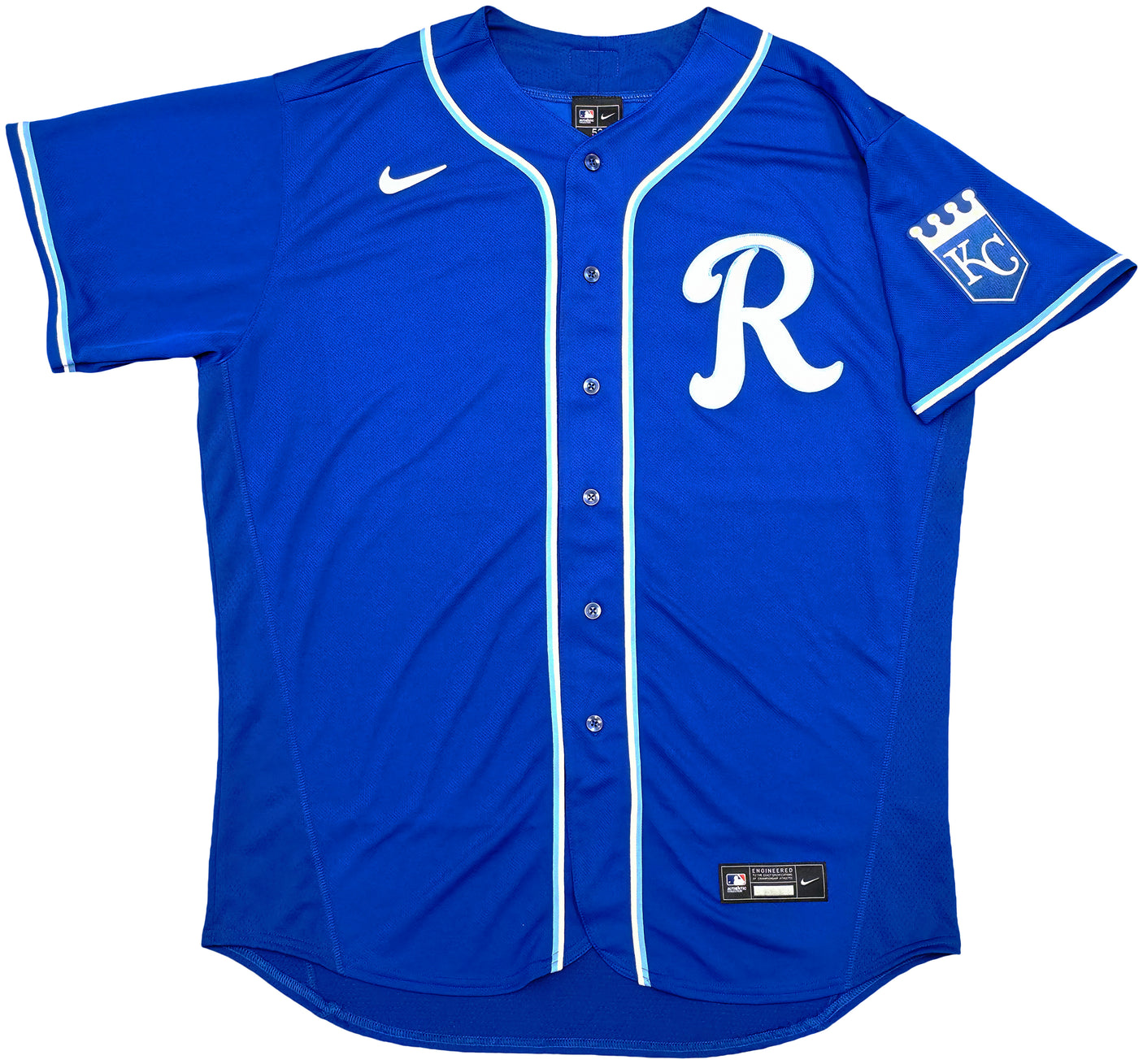 Kansas City Royals Salvador Perez Autographed Blue Nike Authentic Collection Jersey Size 52 Beckett BAS Witness Stock #253493