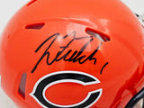 Justin Fields Autographed Chicago Bears 2022 Alternate Orange Speed Mini Helmet Beckett BAS Witness Stock #220590