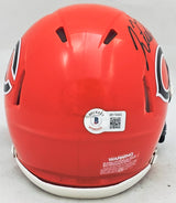Justin Fields Autographed Chicago Bears 2022 Alternate Orange Speed Mini Helmet Beckett BAS Witness Stock #220590